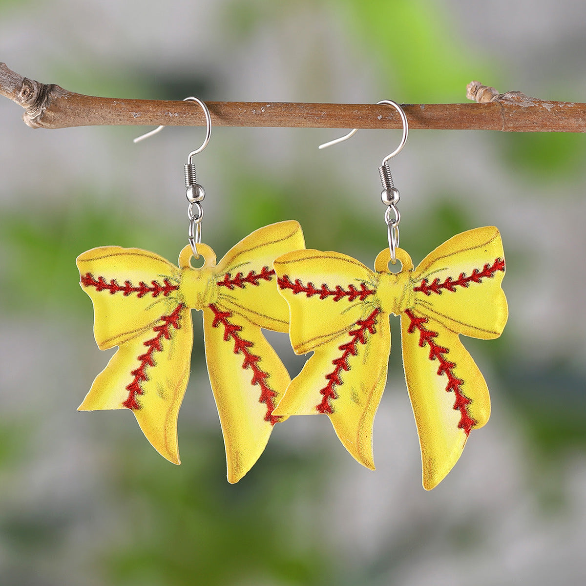 Wholesale Hot Sports Bow Pendant Earrings Ball Games Earrings Sports Fans Acrylic Earrings